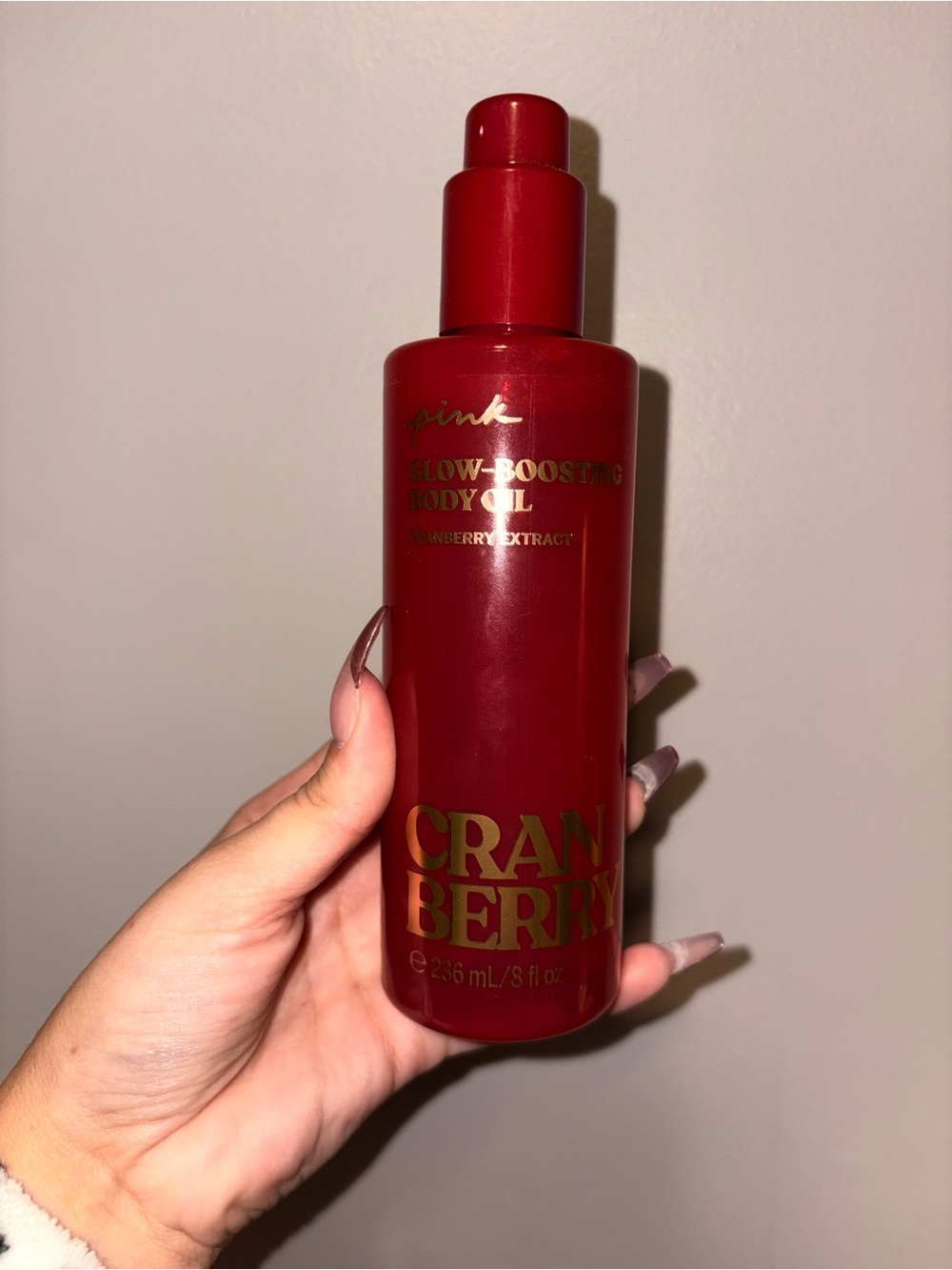 PINK Victoria's Secret Cranberry Glow-Boosting Body Oil - Red